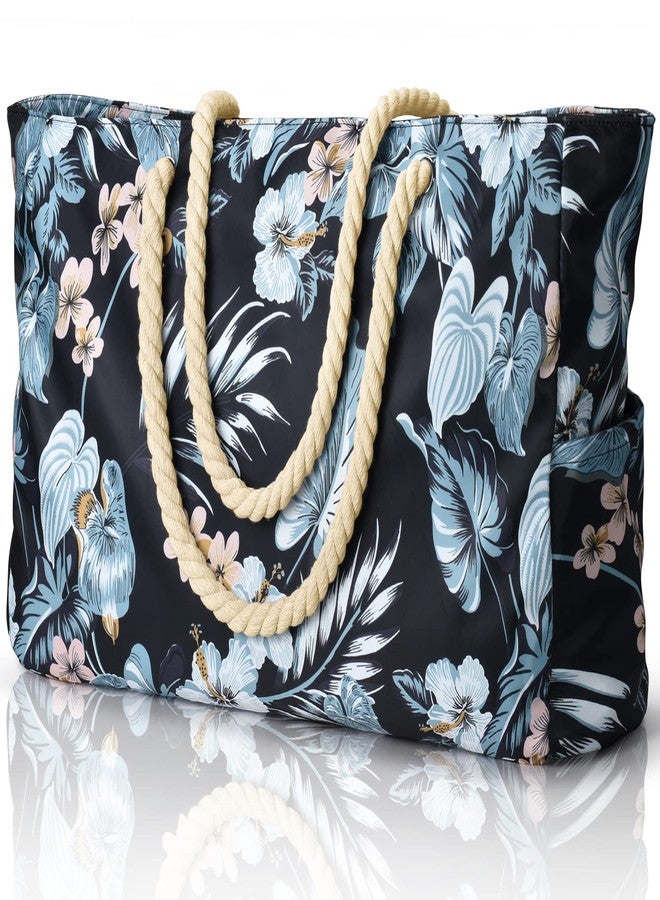 Becokan Beach Bag Large Beach Tote Bag for Women Waterproof Sandproof Swim Pool Bag With Zipper - Image 1
